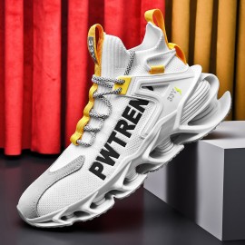 Men Breathable Fabric Soft Blade Sole Non Slip Comfy Reflect Casual Sports Shoes