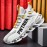 Men Breathable Fabric Soft Blade Sole Non Slip Comfy Reflect Casual Sports Shoes