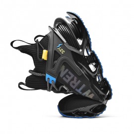 Men Breathable Fabric Soft Blade Sole Non Slip Comfy Reflect Casual Sports Shoes