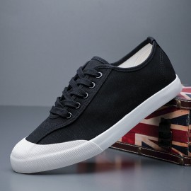 Men Canvas Breathable Soft Sole Comfy Brief Pure Color Casual Court Shoes