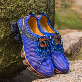 Men Mesh Breathable Soft Bottom Non Slip Elastic Band Climbing Casual Outdoor Shoes