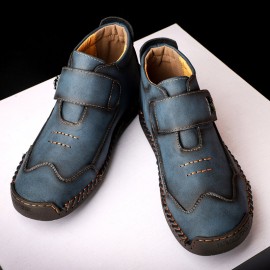 Men Microfiber Leather Hand Stitching Breathable Soft Sole Casual Martin Ankle Boots