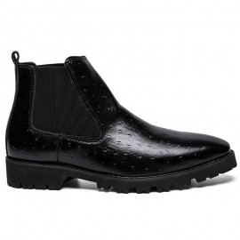 Men Vintage Elastic Slip-on Business Leather Ankle Chelsea Boots