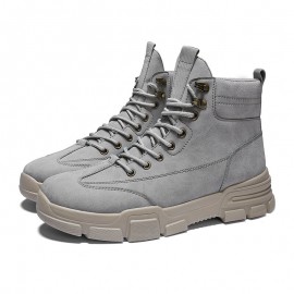 Men Casual Sport Work Style Microfiber Leather Lace Up Ankle Boots
