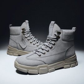 Men Casual Sport Work Style Microfiber Leather Lace Up Ankle Boots