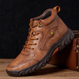 Men Hand Stitching Microfiber Leather Non Slip Soft Outdoor Casual Ankle Boots