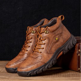 Men Hand Stitching Microfiber Leather Non Slip Soft Outdoor Casual Ankle Boots
