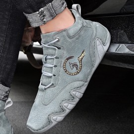 Men Leather Soft Sole Lace Up Casual Ankle Boots