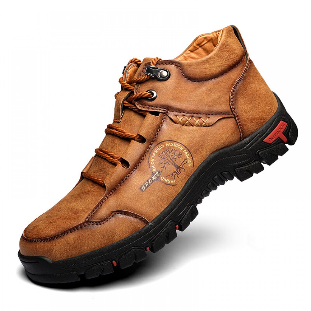 Men Outdoor Microfiber Leather Non Slip Hand Stitching Ankle Boots