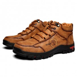 Men Outdoor Microfiber Leather Non Slip Hand Stitching Ankle Boots