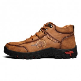 Men Outdoor Microfiber Leather Non Slip Hand Stitching Ankle Boots