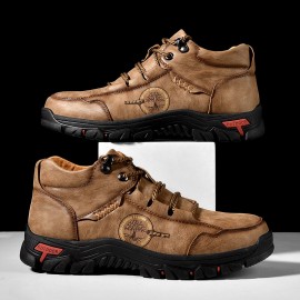 Men Outdoor Microfiber Leather Non Slip Hand Stitching Ankle Boots