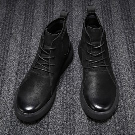 Men Retro Stylish Gradual Change Shoe Toe Casual Leather Ankle Boots