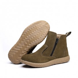 Men Cowhide Suede Soft Sole Toe Protected Comfy Working Casual Labor Safety Boots