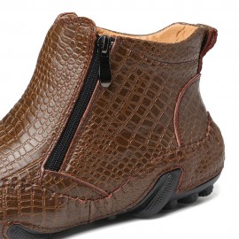 Men Slip Resistance Side Zipper Leather Ankle Boots