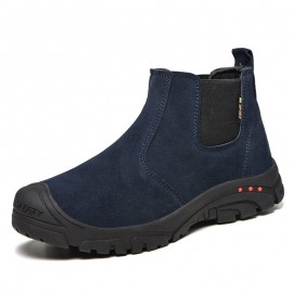 Men Cowhide Suede Comfy Non Slip Toe Protected Outdoor Sports Casual Labor Safety Boots