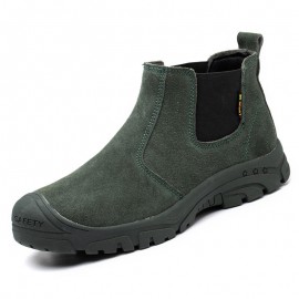 Men Cowhide Suede Comfy Non Slip Toe Protected Outdoor Sports Casual Labor Safety Boots