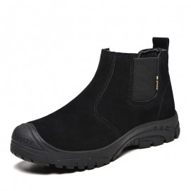 Men Cowhide Suede Comfy Non Slip Toe Protected Outdoor Sports Casual Labor Safety Boots
