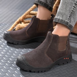Men Cowhide Suede Comfy Non Slip Toe Protected Outdoor Sports Casual Labor Safety Boots
