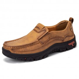 Men Retro Microfiber Leather Comfy Slip-on Outdoor Non Slip Casual Flat Shoes