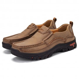 Men Retro Microfiber Leather Comfy Slip-on Outdoor Non Slip Casual Flat Shoes