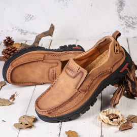 Men Retro Microfiber Leather Comfy Slip-on Outdoor Non Slip Casual Flat Shoes