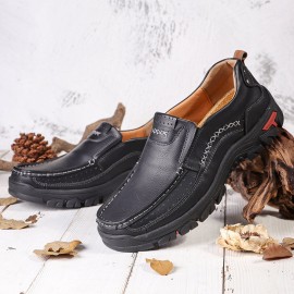 Men Retro Microfiber Leather Comfy Slip-on Outdoor Non Slip Casual Flat Shoes
