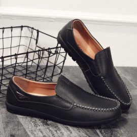 Men Leather Breathable Non Slip Handmade Casual Business Shoes