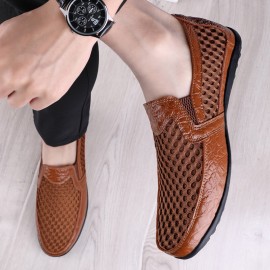 Men Genuine Leather Breathable Non Slip Comforty Leisure Bussiness Shoes