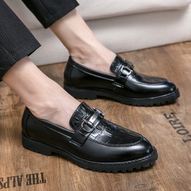 Men Microfiber Leather Breathable Soft Sole Retro Brief Slip On Casual Business Shoes