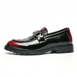Men Microfiber Leather Breathable Soft Sole Retro Brief Slip On Casual Business Shoes