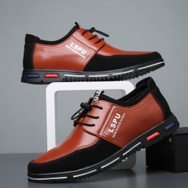 Men Large Size Splicing Lace Up Casual Business Shoes