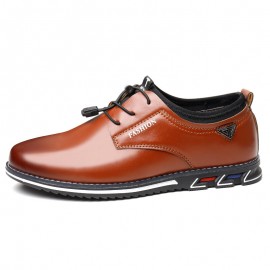 Men Elastic Lace Up Comfy Casual Business Leather Shoes