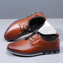 Men Elastic Lace Up Comfy Casual Business Leather Shoes