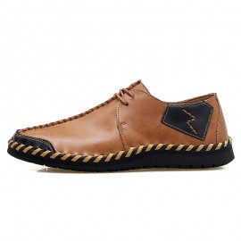 Men Hand Stitching Cow Leather Comfy Soft Sole Casual Shoes