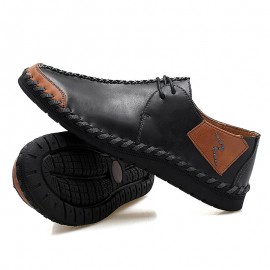 Men Hand Stitching Cow Leather Comfy Soft Sole Casual Shoes