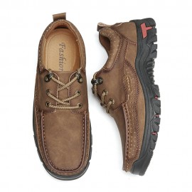 Men Genuine Leather Slip Resistant Soft Sole Casual Business Shoes