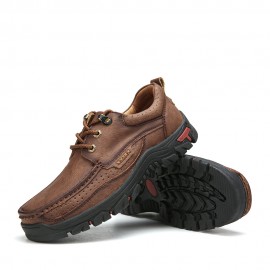 Men Genuine Leather Slip Resistant Soft Sole Casual Business Shoes