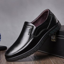 Men Cowhide Breathable Comfy Sole Slip On Daily Business Casual Shoes