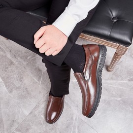 Men Cowhide Breathable Comfy Sole Slip On Daily Business Casual Shoes