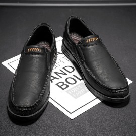 Men Retro Cow Leather Slip Resistant Slip On Casual Shoes