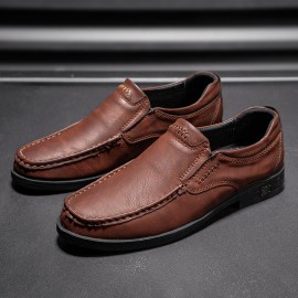 Men Retro Cow Leather Slip Resistant Slip On Casual Shoes