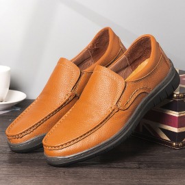 Men Genuine Leather Soft Sole Comfy Slip On Casual Business Shoes