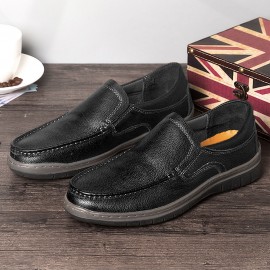 Men Genuine Leather Soft Sole Comfy Slip On Casual Business Shoes