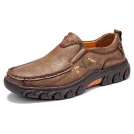 Men Non Slip Outdoor Business Casual Slip On Leather Shoes