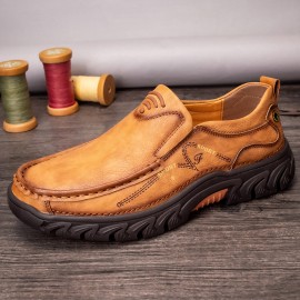 Men Non Slip Outdoor Business Casual Slip On Leather Shoes