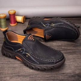 Men Non Slip Outdoor Business Casual Slip On Leather Shoes